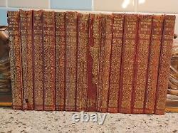 14 Vintage Book Set Rudyard Kipling Leather 1920's-30's Free Shipping