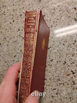 14 Vintage Book Set Rudyard Kipling Leather 1920's-30's Free Shipping