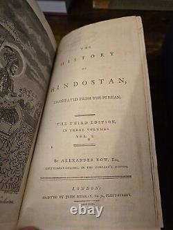 1792 Vintage Book Set The History Of Hindostan By Alexander Dow Library Binding