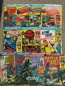 1970s Marvel Comic Book And Record 11 Sets of Books with Records