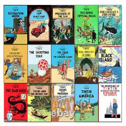 Adventures of Tintin 15 Books Collection Series 1 to 3 Set Blue Lotus, Broken Ear