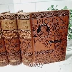 Antique Charles Dickens. 1800's Set Of 8 Books. Worthington. Hardcover