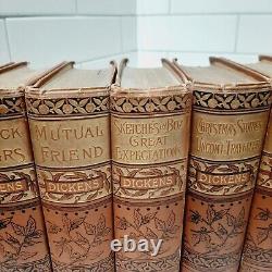 Antique Charles Dickens. 1800's Set Of 8 Books. Worthington. Hardcover