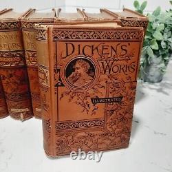 Antique Charles Dickens. 1800's Set Of 8 Books. Worthington. Hardcover