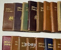 Antique Set of (22) Leather Bound Miniature Shakespeare Folio Book Set Edwardian