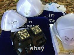 Bar Mitzvah Tefillin Set Tefillin, Tallit, velvet bag, Siddur prayer book+50 Kippah