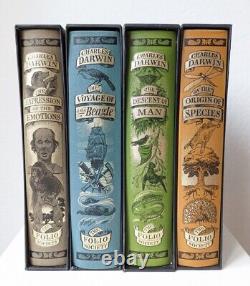 Charles Darwin Folio Society x 4 Full Set Book Collection As New