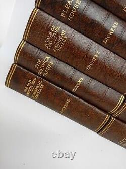 Charles Dickens Set Odhams Press Faux Leather Brown Vintage Collection 16 Books