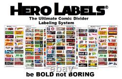 Comic Book Storage Box Divider HERO Labels Brand Master set 510 LABELS! 17 SETS