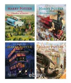 Harry Potter Illustrated Editions 1-4 Books Collection Set By Rowling 2022 NEW