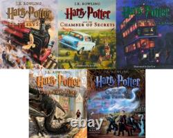 Harry Potter Illustrated Editions 1-5 Books Collection Set By Rowling 2022 NEW