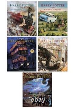 Harry Potter Illustrated Hardback 1-5 Book Collection Set BRAND NEW