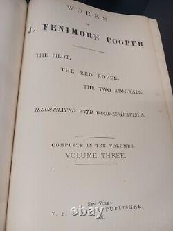 James Fenimore Cooper's Works antique 4 Volumes of 10 vol set Collier 1891