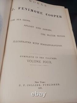 James Fenimore Cooper's Works antique 4 Volumes of 10 vol set Collier 1891