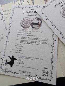 Jungle Book 2.25g 24ct Gold + silver plated Coin Set Disney Collection