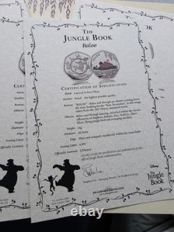 Jungle Book 2.25g 24ct Gold + silver plated Coin Set Disney Collection