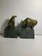 L? K Wall Street Bear And Bull Brass Bookend Set Stock Market Heavy Marble Base