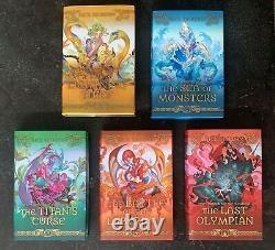 Percy Jackson and the Olympians Rick Riordan 5 Book Set Illumicrate Signed New