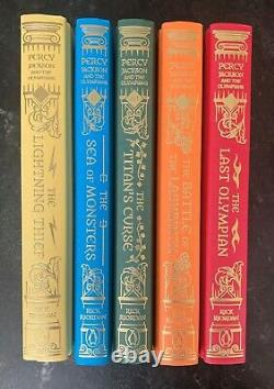 Percy Jackson and the Olympians Rick Riordan 5 Book Set Illumicrate Signed New