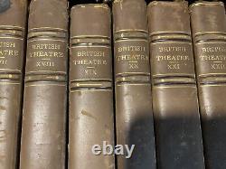 RARE 25 VOLUME SET 1808 BRITISH THEATRE With REMARKS By MRS INCHBALD 3/4 LEATHER