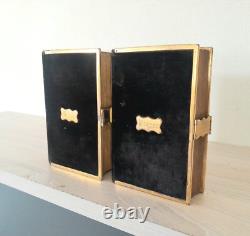 Superb Set Of Antique Velvet Holy Bible & Prayer Book, Fine Brass Bindings