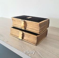 Superb Set Of Antique Velvet Holy Bible & Prayer Book, Fine Brass Bindings