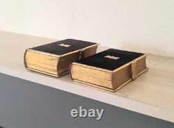 Superb Set Of Antique Velvet Holy Bible & Prayer Book, Fine Brass Bindings