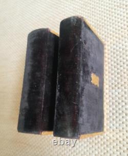Superb Set Of Antique Velvet Holy Bible & Prayer Book, Fine Brass Bindings