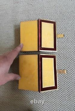 Superb Set Of Antique Velvet Holy Bible & Prayer Book, Fine Brass Bindings
