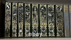 Throne of Glass Complete (8) Book Set. Green & Gold Handmade Leather Hardbacks