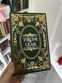 Throne of Glass Complete (8) Book Set. Green & Gold Handmade Leather Hardbacks