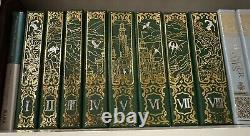 Throne of Glass Complete (8) Book Set. Green & Gold Handmade Leather Hardbacks