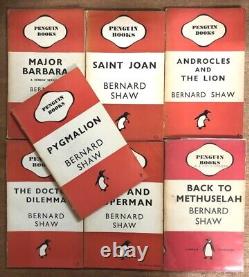 Vintage Penguin Classic Red Stripe Bernard Shaw Collection 1940s 7 Book Rare Set