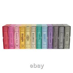 WS Game Company Set of 12 Vintage Bookshelf Linen Book Board Game Collection New